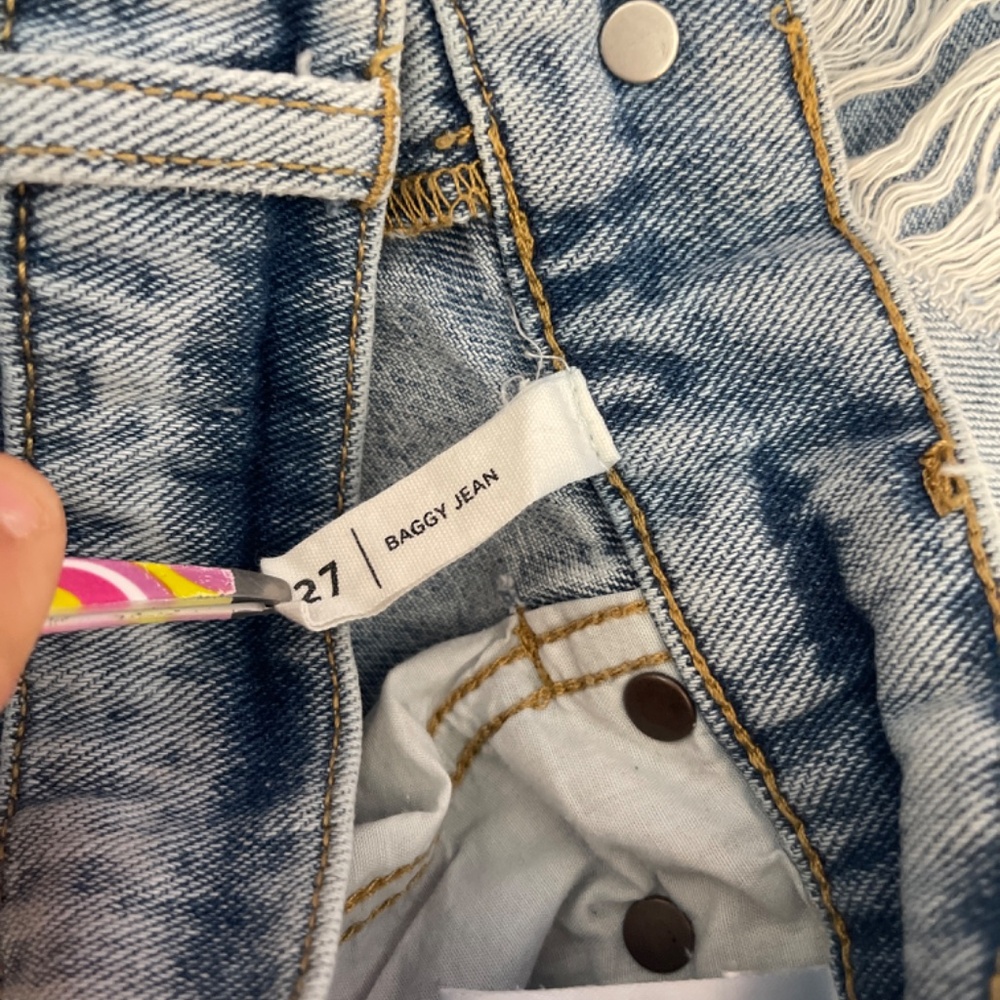 Pacsun Distressed Wide Leg Light Blue Denim Baggy Jeans Size 27 - Picture 7 of 9